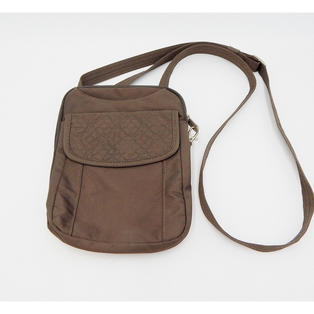 Travelon Anti-Theft Signature Quilted Slim Pouch Olive Green Crossbody Bag 42759